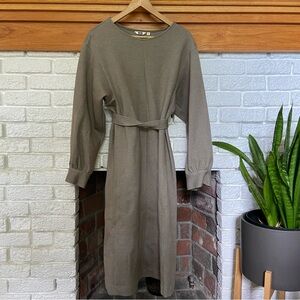 Uniqlo Long Sleeve, Long Sweatshirt Taupe Dress